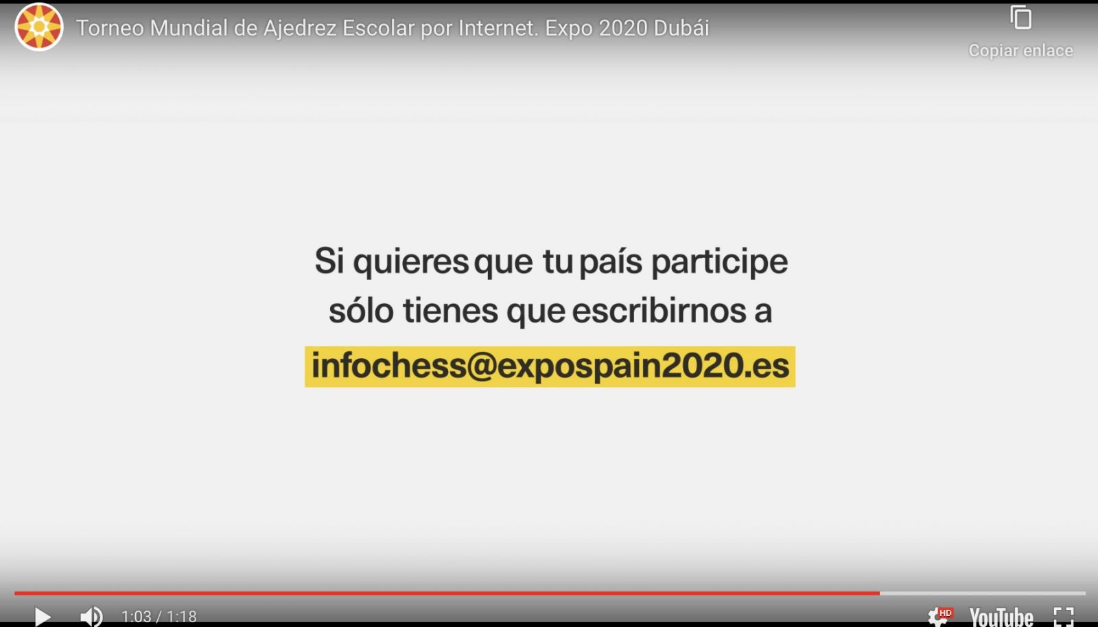 Torneo Mundial de Ajedrez Escolar por Internet. Expo 2020 Dubái